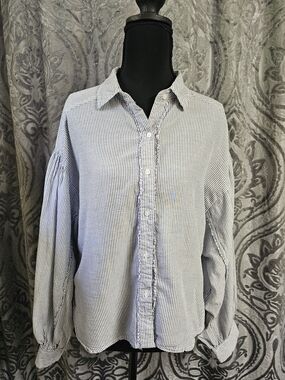 Love Notes Blue and White Striped Button-Down Shirt